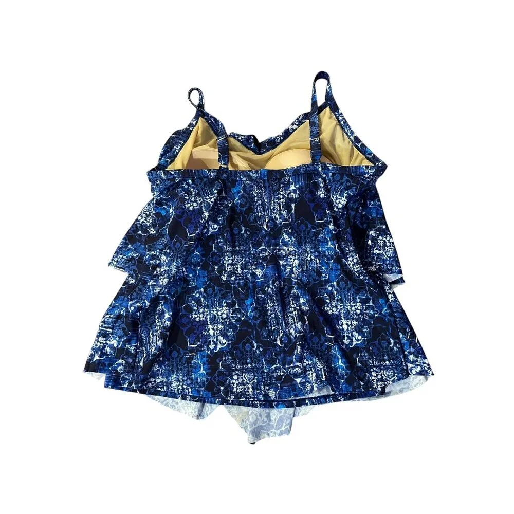 Swim 365 Tankini Top Womens 26 Used Blue White - Picture 4 of 13